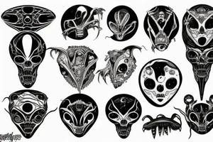 Alien and spaceship tattoo idea