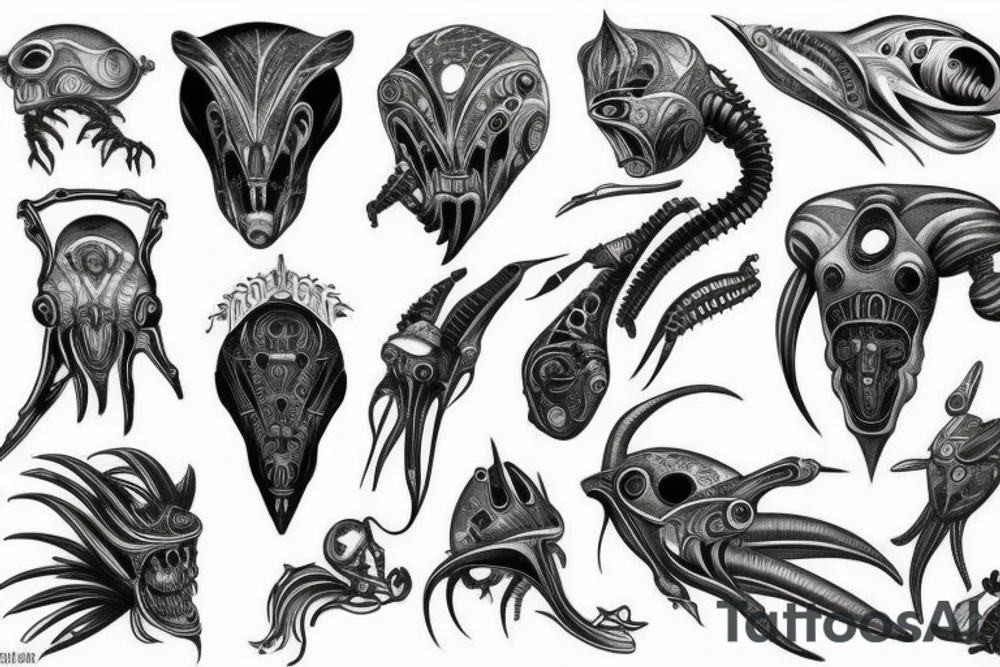 Alien and spaceship tattoo idea