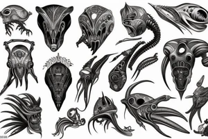 Alien and spaceship tattoo idea