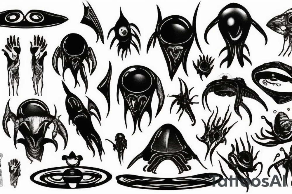 Alien and spaceship tattoo idea