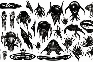 Alien and spaceship tattoo idea