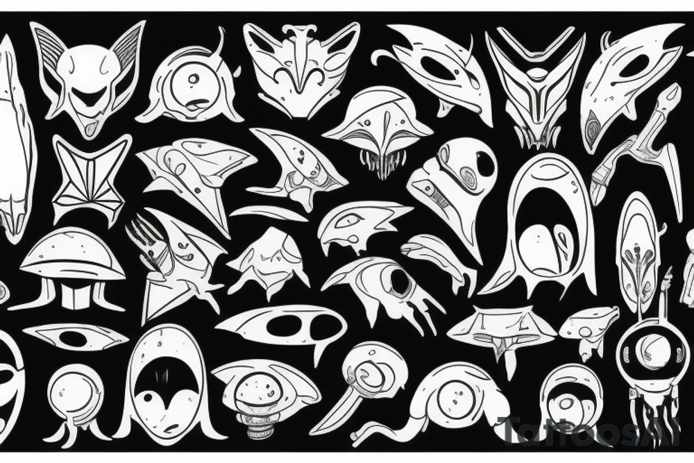 Alien and spaceship tattoo idea