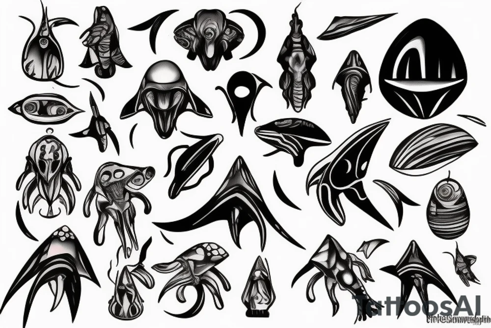 Alien and spaceship tattoo idea