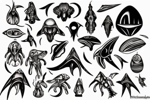 Alien and spaceship tattoo idea
