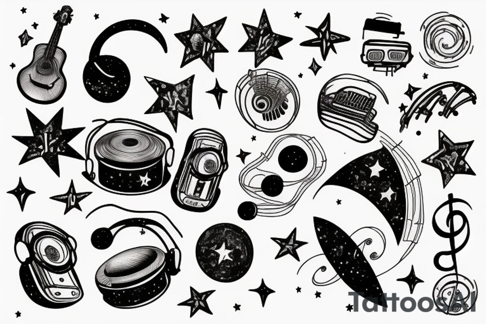 Music and the stars tattoo idea