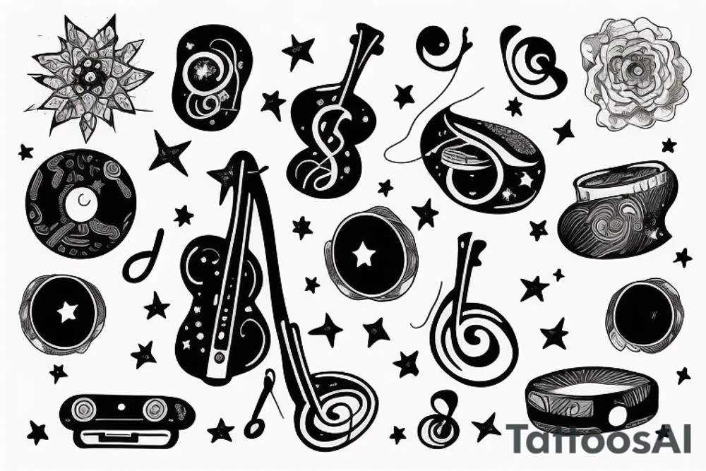 Music and the stars tattoo idea
