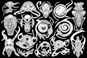 Alien and psychedelic spaceship tattoo idea