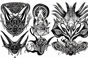 Alien and psychedelic spaceship tattoo idea