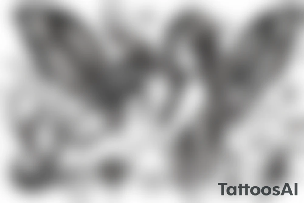 fairy with long floating hair, wings like butterfly and curvy body tattoo idea