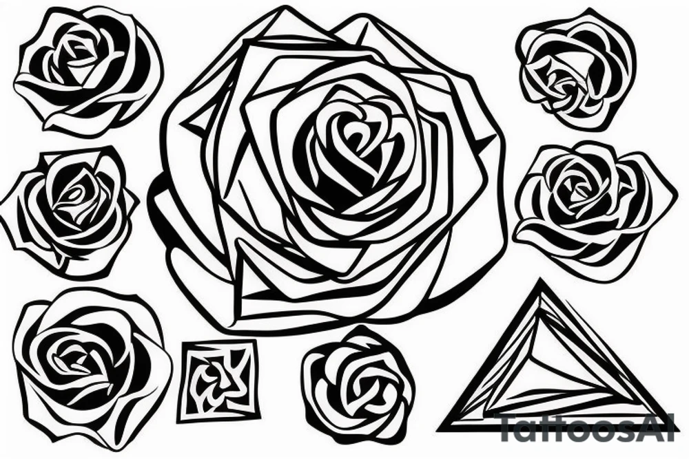 A rose inside a triangle tattoo idea