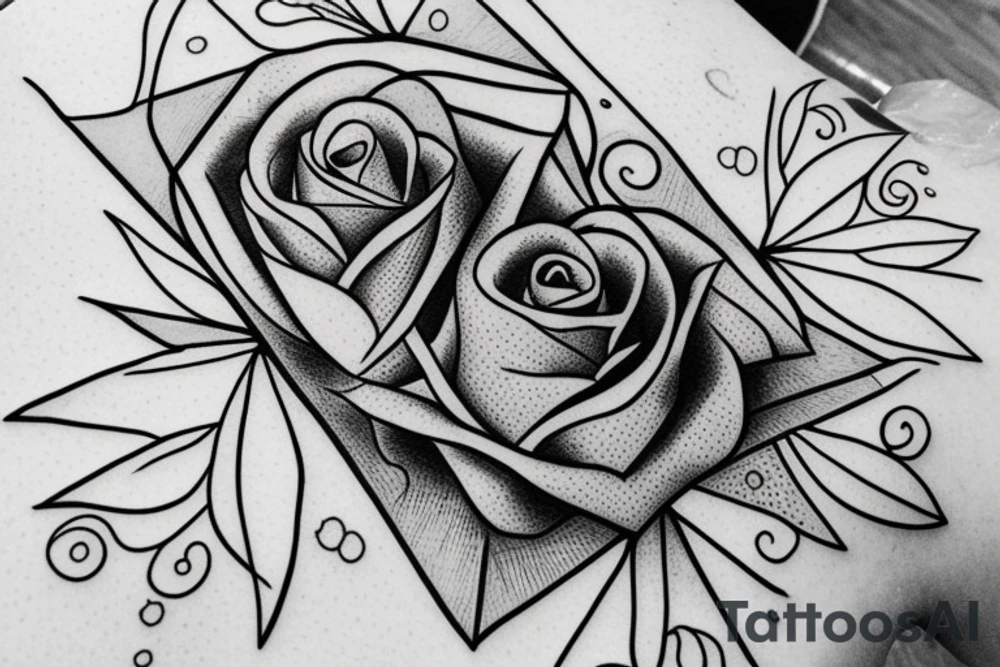 A rose inside a triangle tattoo idea