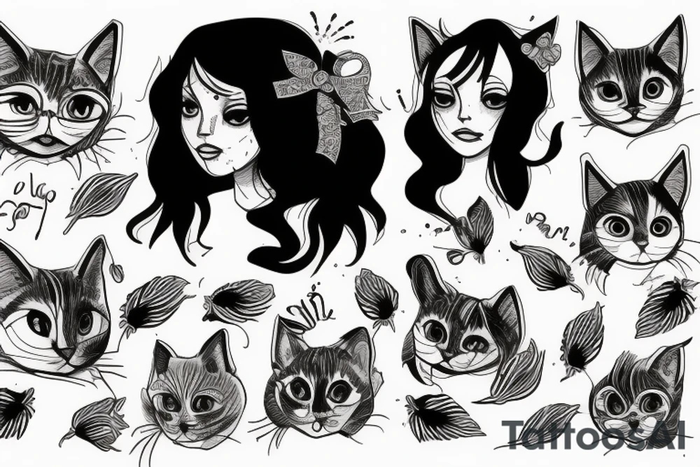Fabiena, cat, girl tattoo idea