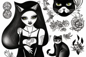 Fabiena, cat, girl tattoo idea