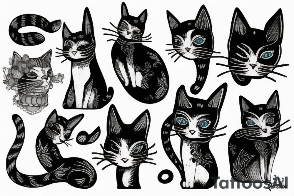 Fabiena, cat, girl tattoo idea