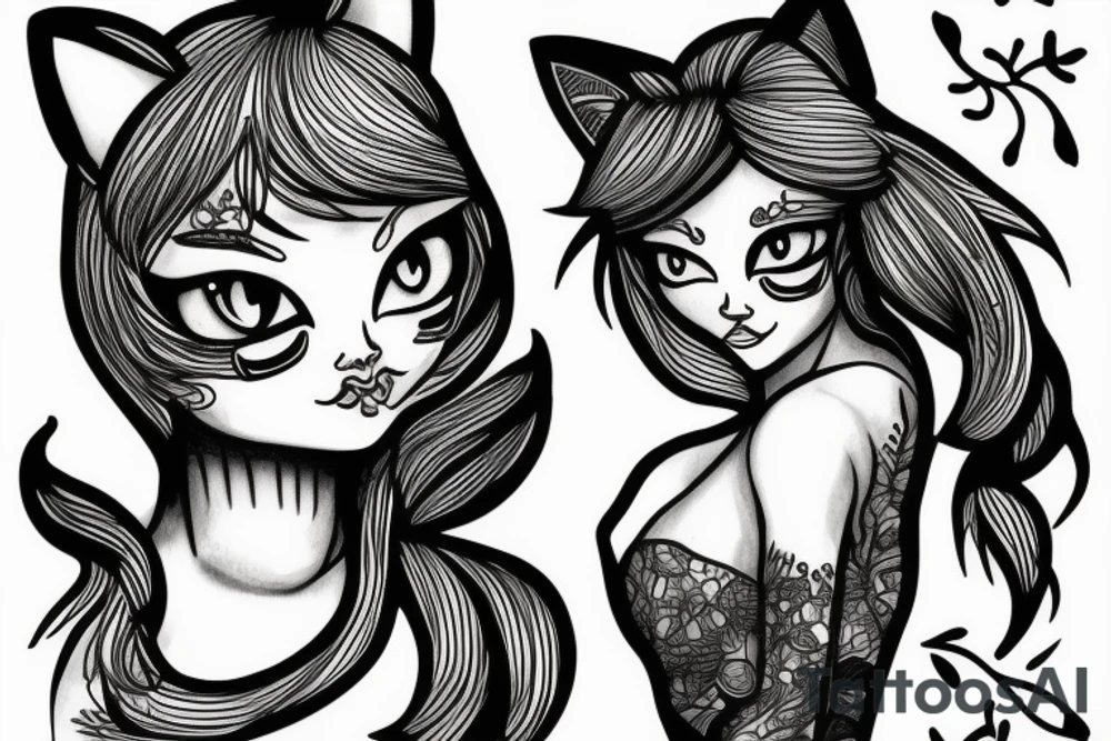 Fabiena, cat, girl tattoo idea
