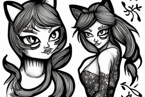 Fabiena, cat, girl tattoo idea