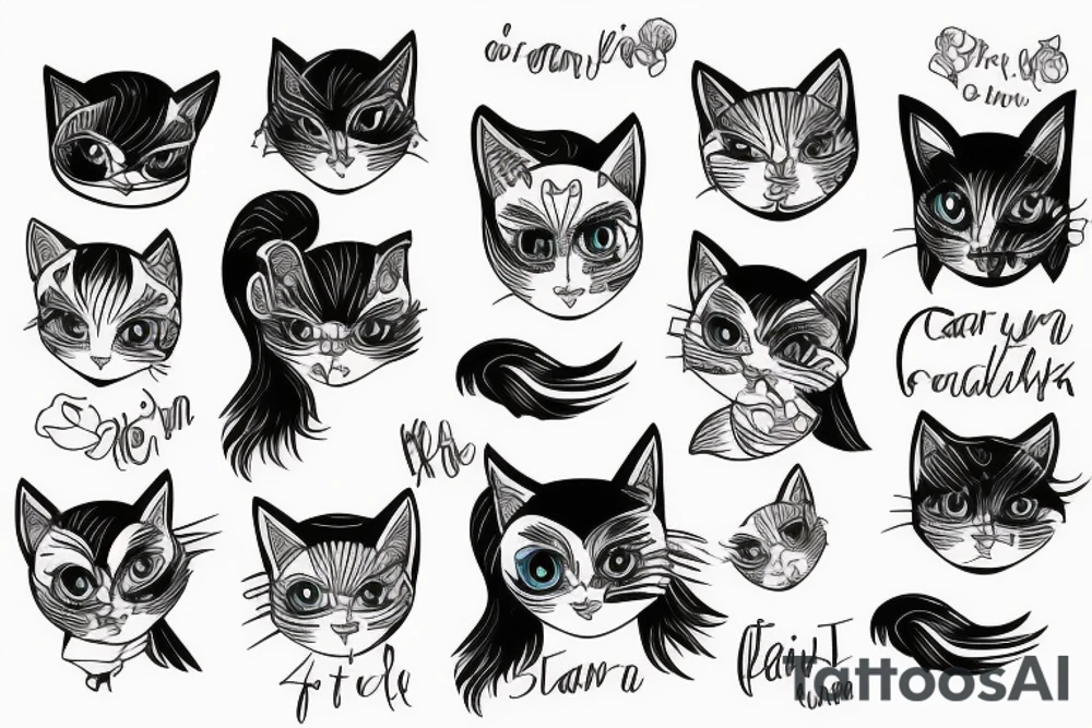 Fabiena, cat, girl tattoo idea