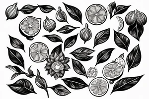 Flower and lemons tattoo idea