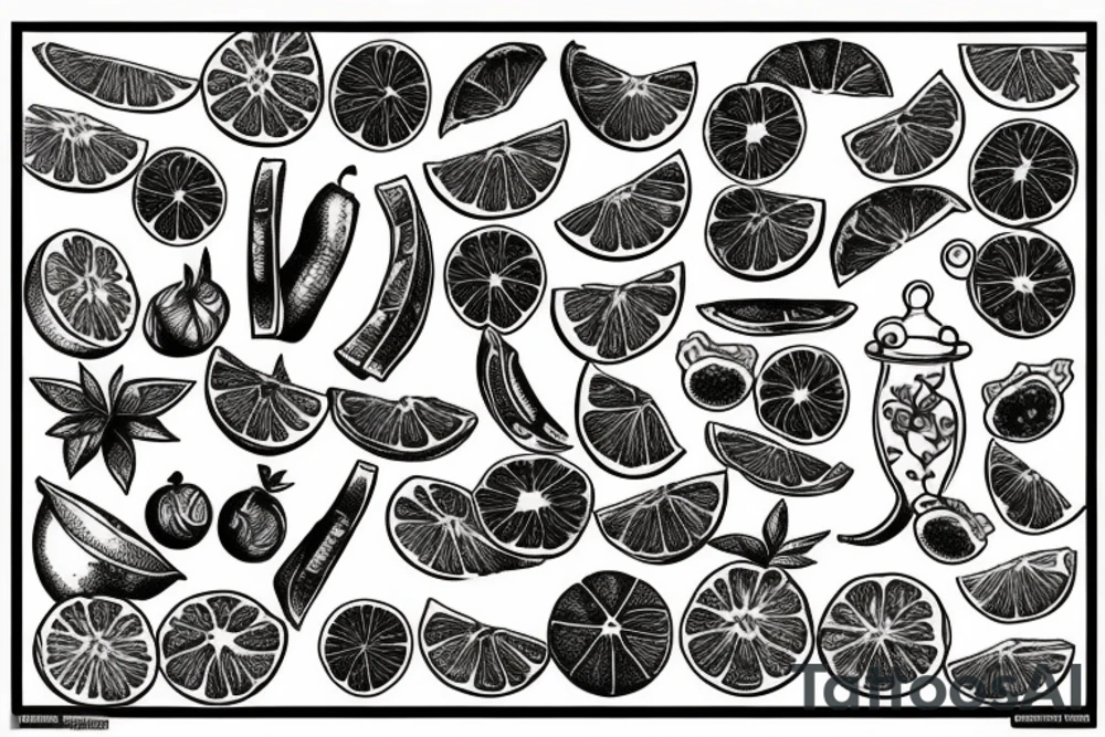 Oranges and lemons postage stamps tattoo idea