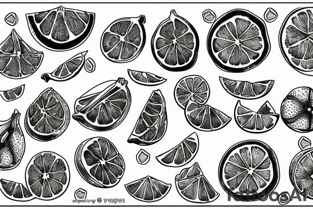 Oranges and lemons postage stamps tattoo idea