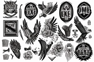knock door, axe, eagle tattoo idea