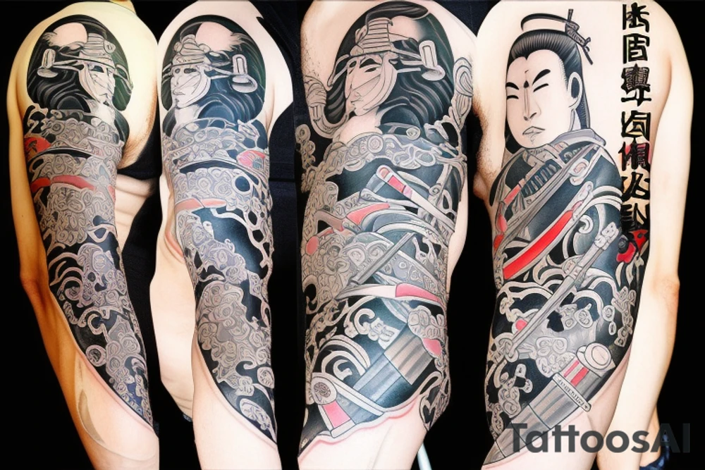 Samurai with sword and respect tattoo idea