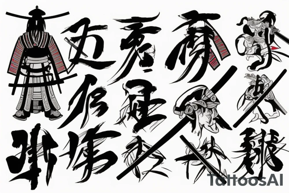 Samurai with sword and respect tattoo idea