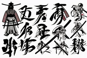 Samurai with sword and respect tattoo idea