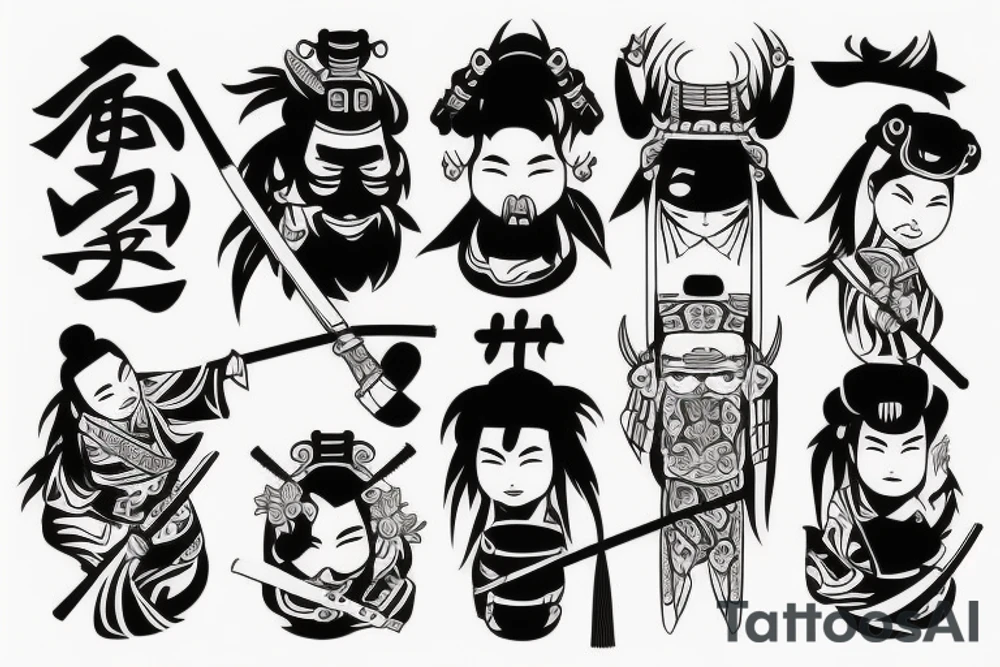 Samurai with sword and respect tattoo idea