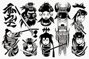 Samurai with sword and respect tattoo idea