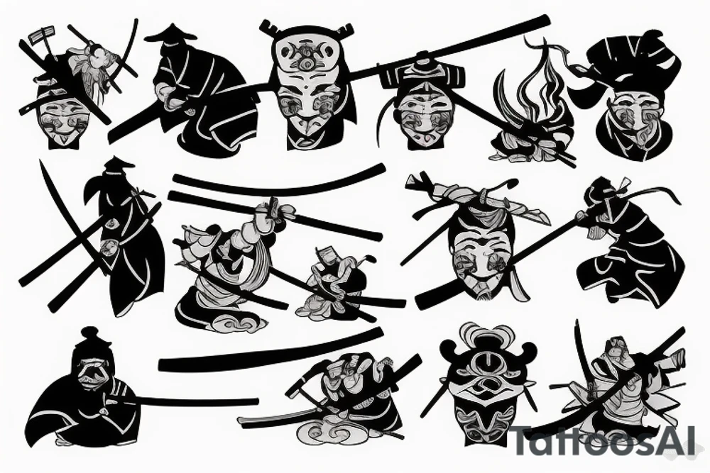 Samurai with sword and respect tattoo idea