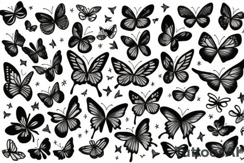 butterflies and stars tattoo idea