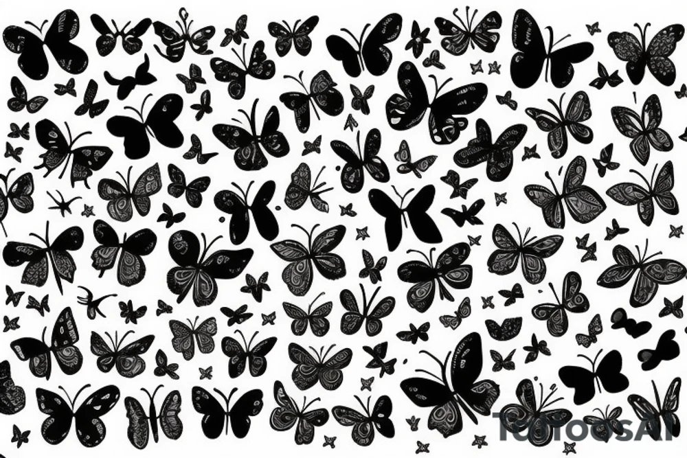 butterflies and stars tattoo idea