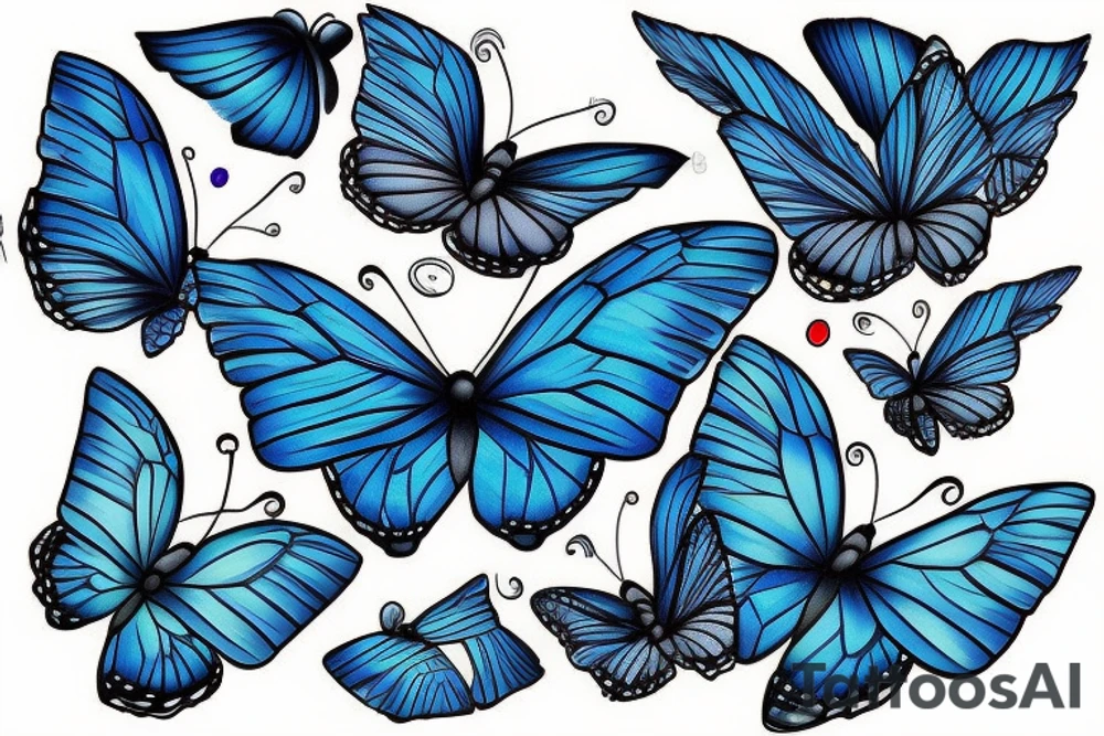 blue butterflies tattoo idea
