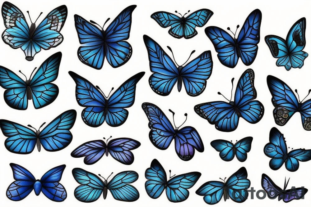 blue butterflies tattoo idea
