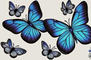 blue butterflies  going up the leg tattoo idea