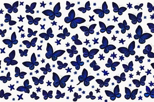 blue butterflies  flying with stars and swirls tattoo idea