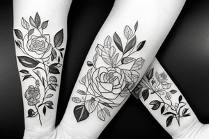 Patchwork style plant tattoo idea