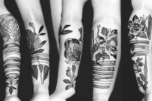 Patchwork style plant tattoo idea
