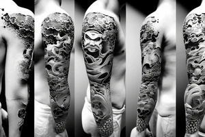 Traditional Japanese samurai fighting tiger tattoo idea