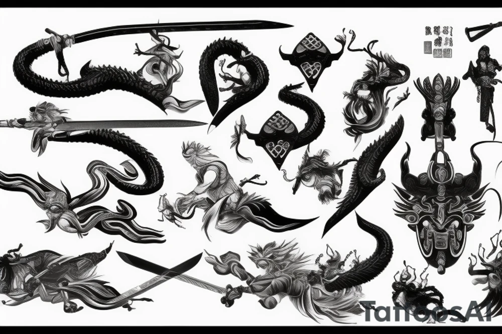 Sword  Chinese god of war tattoo idea