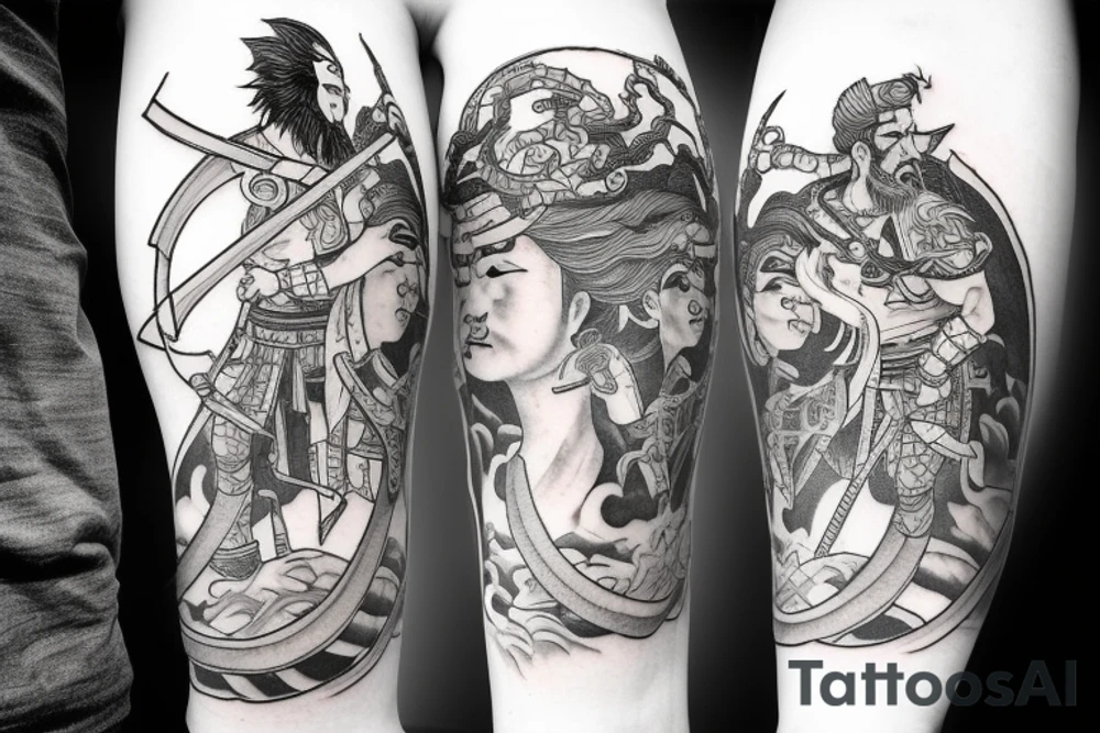Sword Chinese god of war tattoo idea