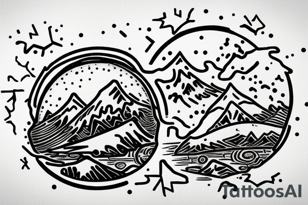 snow globe with mountains in it saying adventure more tattoo idea