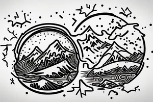 snow globe with mountains in it saying adventure more tattoo idea