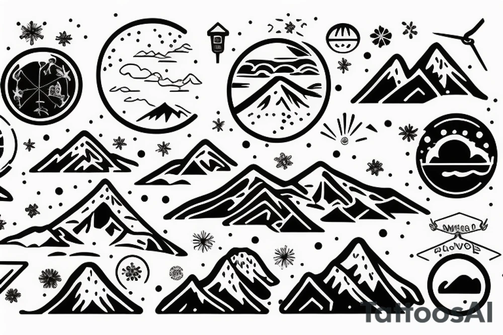 snow globe with mountains in it saying adventure more tattoo idea