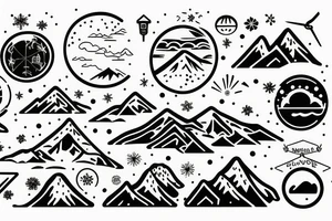 snow globe with mountains in it saying adventure more tattoo idea