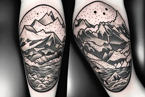snow globe with mountains in it saying adventure more tattoo idea