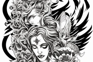 angel and devil combined tattoo idea