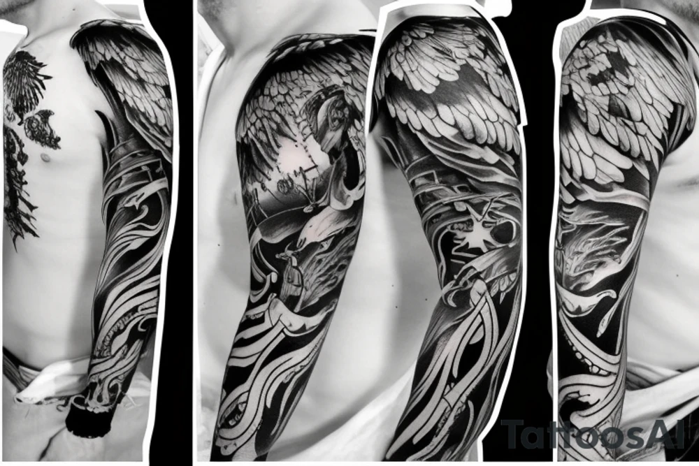 angel and devil combined tattoo idea