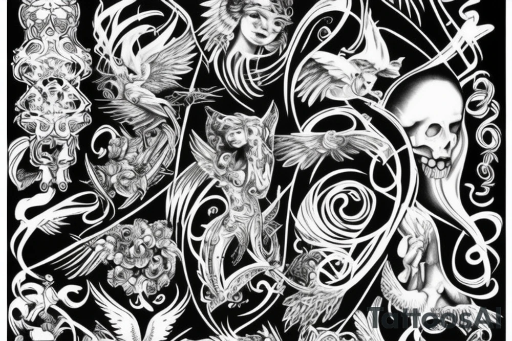 angel and devil combined tattoo idea